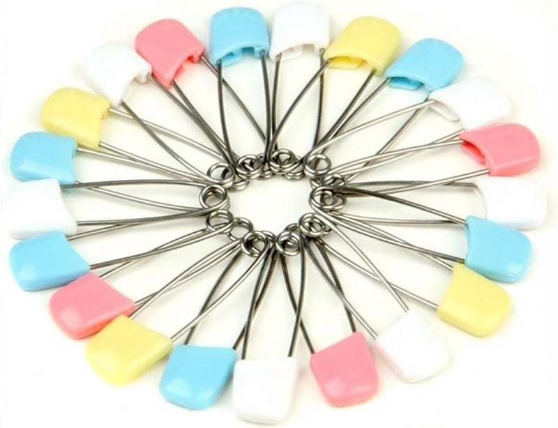 SPHTOEO 50PCS Baby Safety Pins 2.2'', Stainless Steel Cloth Diaper Pins with Locking Heads, Assorted Color Nappy Pins for Prefolds, Flats, Laundry, Sewing & Craft Projects - Image 2